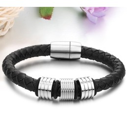 Högkvalitativt Svart Titanläderarmband