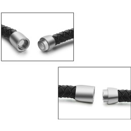 Högkvalitativt Svart Titanläderarmband