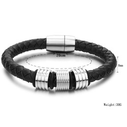Högkvalitativt Svart Titanläderarmband