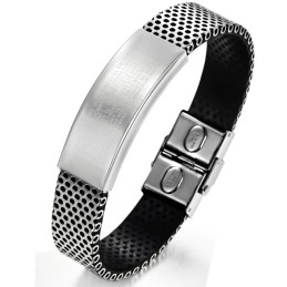 Lättanvänd Svart Titan Läderarmband