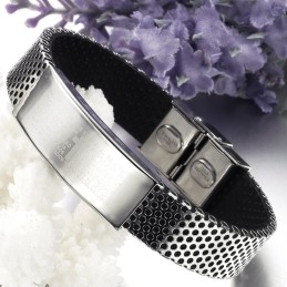 Lättanvänd Svart Titan Läderarmband