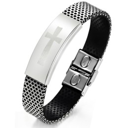 Kvalitets- Och Kvantitetsgaranterat Armband I Titanläder Med Kors För Män