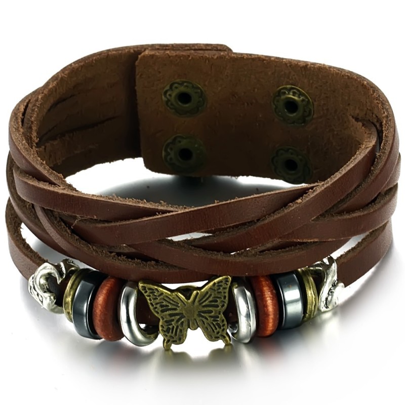 Högkvalitativt Armband I Titanläder För Kvinnor Med Fjärilsform Högkvalitativt Armband I Titanläder För Kvinnor Med Fjärilsform