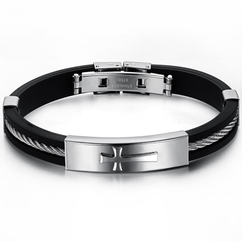 Utmärkt Kvalitet Manligt Kors Titanarmband Utmärkt Kvalitet Manligt Kors Titanarmband
