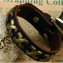 Högkvalitativt Armband I Titanläder Med Romerska Siffror