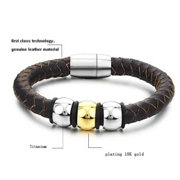 Att Njuta Av Högt Rykte Hemma Och Utomlands Brunt Titanläderarmband