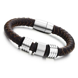Högkvalitativt Brunt Titanläderarmband