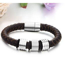 Högkvalitativt Brunt Titanläderarmband