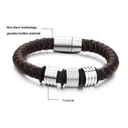 Högkvalitativt Brunt Titanläderarmband