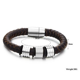 Högkvalitativt Brunt Titanläderarmband
