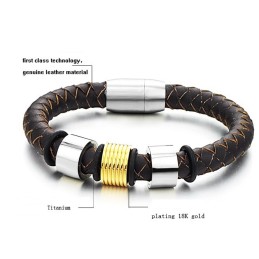 Armband I Brunt Titanläder I Många Olika Varianter