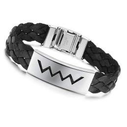 Säljer Bra Över Hela Världen Vattenvågformad Titanläderarmband