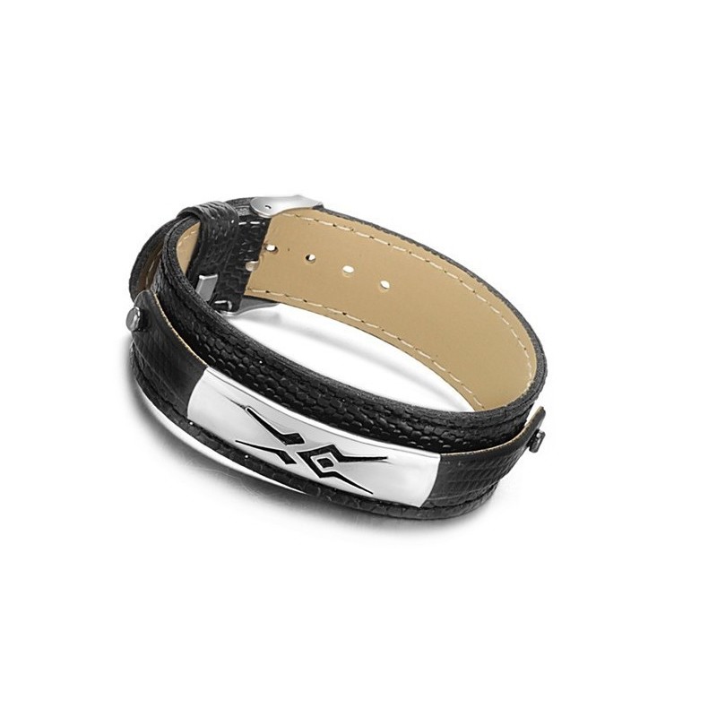 Stabil Kvalitet Svart Titan Läderarmband Stabil Kvalitet Svart Titan Läderarmband