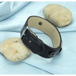 Stabil Kvalitet Svart Titan Läderarmband