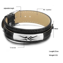 Stabil Kvalitet Svart Titan Läderarmband