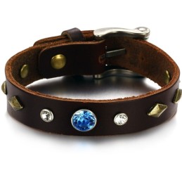 Hållbart Retro Titanarmband I Läder Med Strass