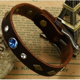 Hållbart Retro Titanarmband I Läder Med Strass