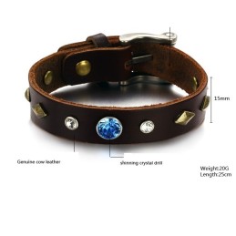 Hållbart Retro Titanarmband I Läder Med Strass