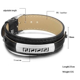 Högkvalitativt Armband I Svart Titanläder