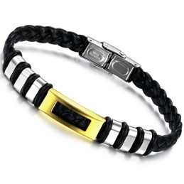 Stabilt Titanläderarmband Av Hög Kvalitet