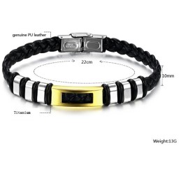 Stabilt Titanläderarmband Av Hög Kvalitet