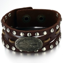 Kvalitets- Och Kvantitetsgaranterat Manligt Retro Titanläderarmband