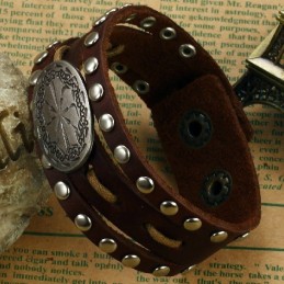 Kvalitets- Och Kvantitetsgaranterat Manligt Retro Titanläderarmband