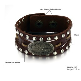 Kvalitets- Och Kvantitetsgaranterat Manligt Retro Titanläderarmband