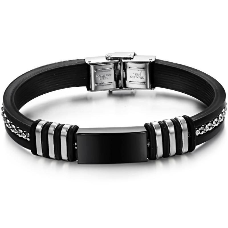 Hållbart Armband I Svart Titan Silikon Hållbart Armband I Svart Titan Silikon