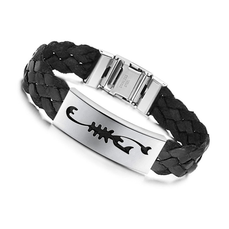 Lättanvänd Manlig Scorpion Titan Läderarmband Lättanvänd Manlig Scorpion Titan Läderarmband