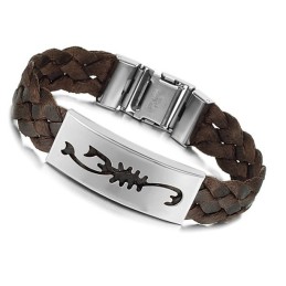 Lättanvänd Manlig Scorpion Titan Läderarmband