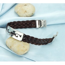 Lättanvänd Manlig Scorpion Titan Läderarmband
