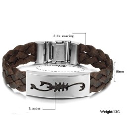 Lättanvänd Manlig Scorpion Titan Läderarmband