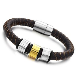 Kvalitets- Och Kvantitetsgaranterat Armband I Brunt Titanläder För Män
