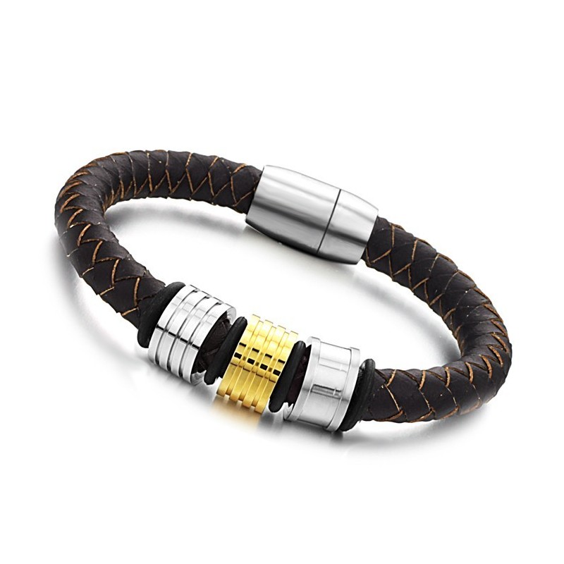 Kvalitets- Och Kvantitetsgaranterat Armband I Brunt Titanläder För Män Kvalitets- Och Kvantitetsgaranterat Armband I Brunt Titanläder För Män