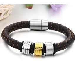 Kvalitets- Och Kvantitetsgaranterat Armband I Brunt Titanläder För Män