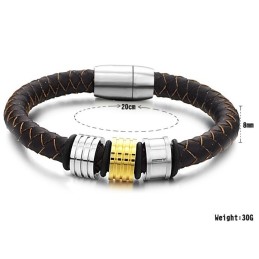 Kvalitets- Och Kvantitetsgaranterat Armband I Brunt Titanläder För Män