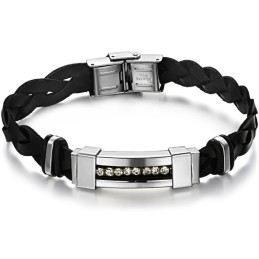 Säljer Bra Över Hela Världen Armband I Titanläder Med Strass