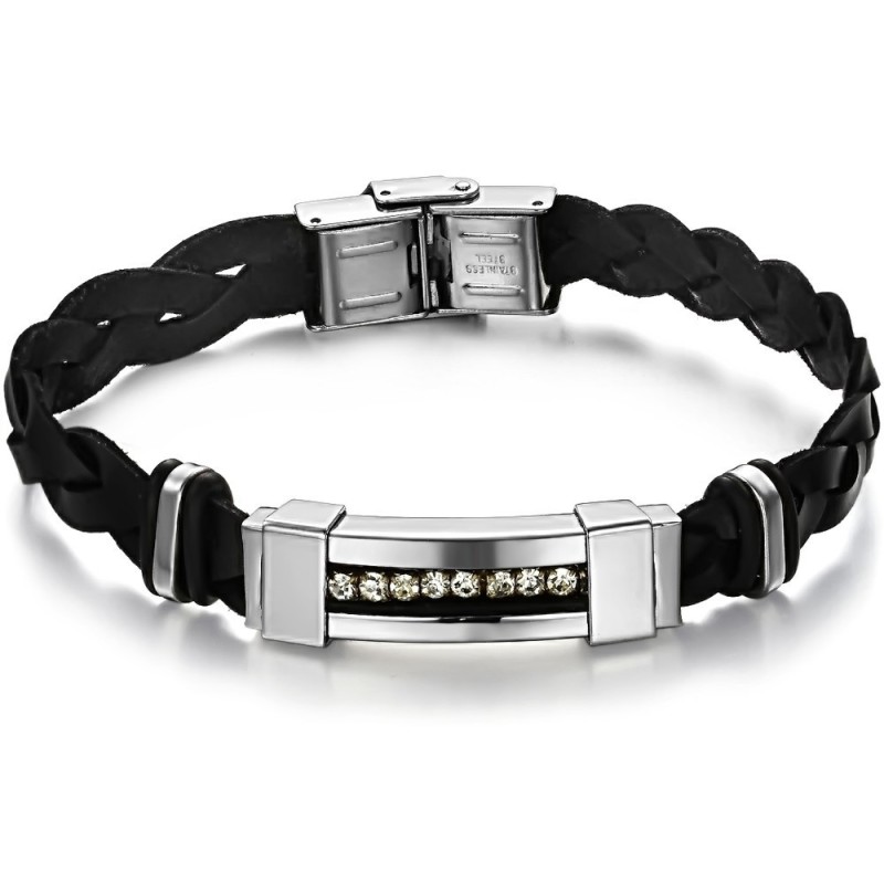 Säljer Bra Över Hela Världen Armband I Titanläder Med Strass Säljer Bra Över Hela Världen Armband I Titanläder Med Strass