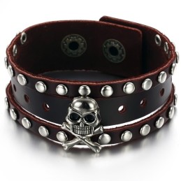Kvalitets- Och Kvantitetsgaranterat Armband I Titanläder Med Dödskalle För Män