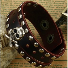 Kvalitets- Och Kvantitetsgaranterat Armband I Titanläder Med Dödskalle För Män