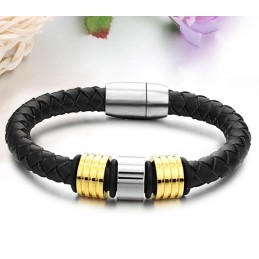 Högkvalitativt Armband I Svart Titanläder