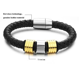 Högkvalitativt Armband I Svart Titanläder