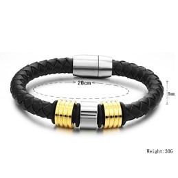 Högkvalitativt Armband I Svart Titanläder