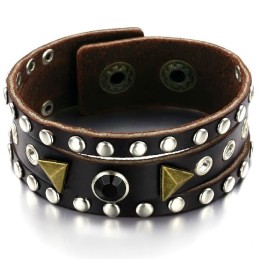 Högkvalitativt Retro Titanläderarmband Med Strass