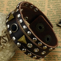 Högkvalitativt Retro Titanläderarmband Med Strass