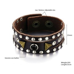 Högkvalitativt Retro Titanläderarmband Med Strass