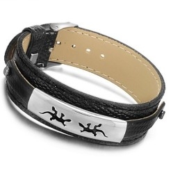 Högkvalitativt Svart Titanläderarmband