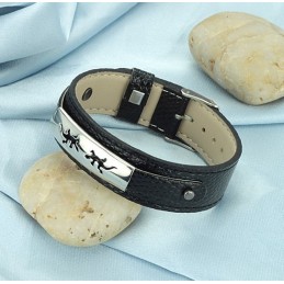 Högkvalitativt Svart Titanläderarmband