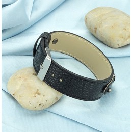 Högkvalitativt Svart Titanläderarmband